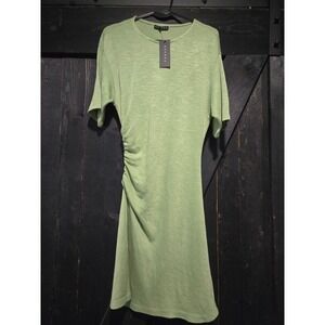 Chaser NWT Green Casual T-shirt Ruched Dress Sz Small Modal‎ Minimalist